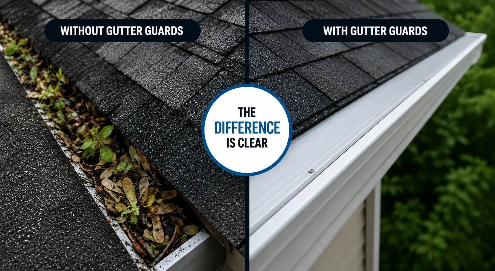 Central Kentucky gutter guards Before and After